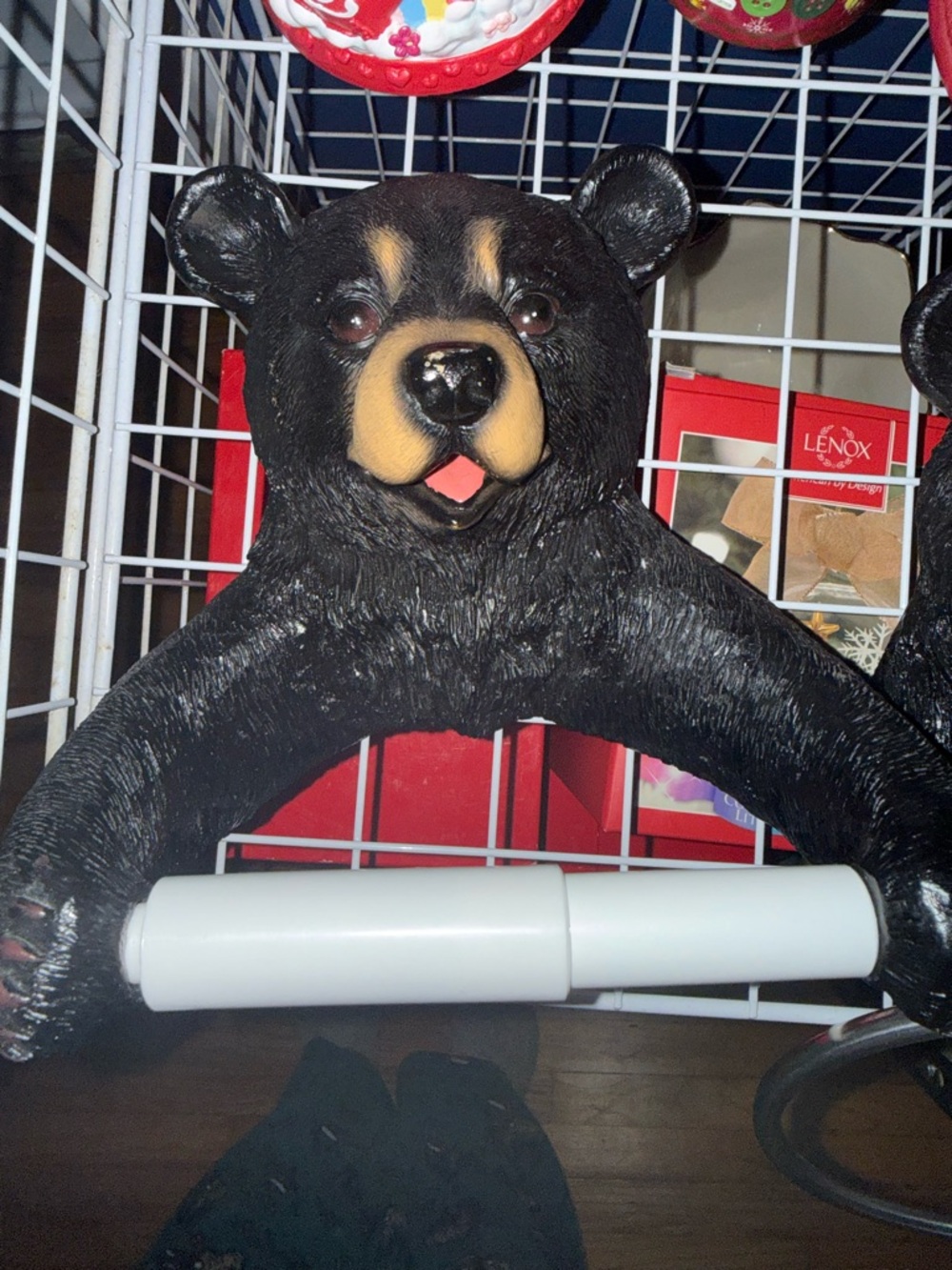 Rustic Black Bear Toilet Tissue Holder and Towel holder- Black
